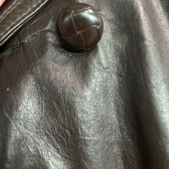 Vtg Sears Men’s Brown Leather Coat Sz 40 | Double Breasted 3/4 Length Lined - Picture 12 of 14